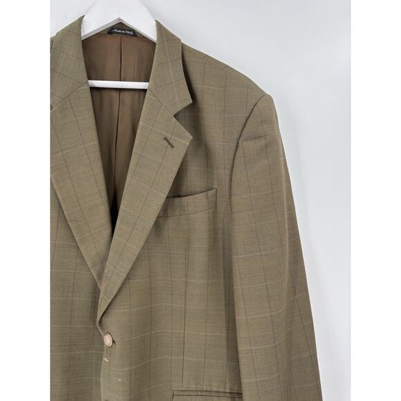 Vintage Marzotto Sartoriale Suit Jacket Mens 44 Brown Plaid Two Button Pockets - Picture 4 of 16
